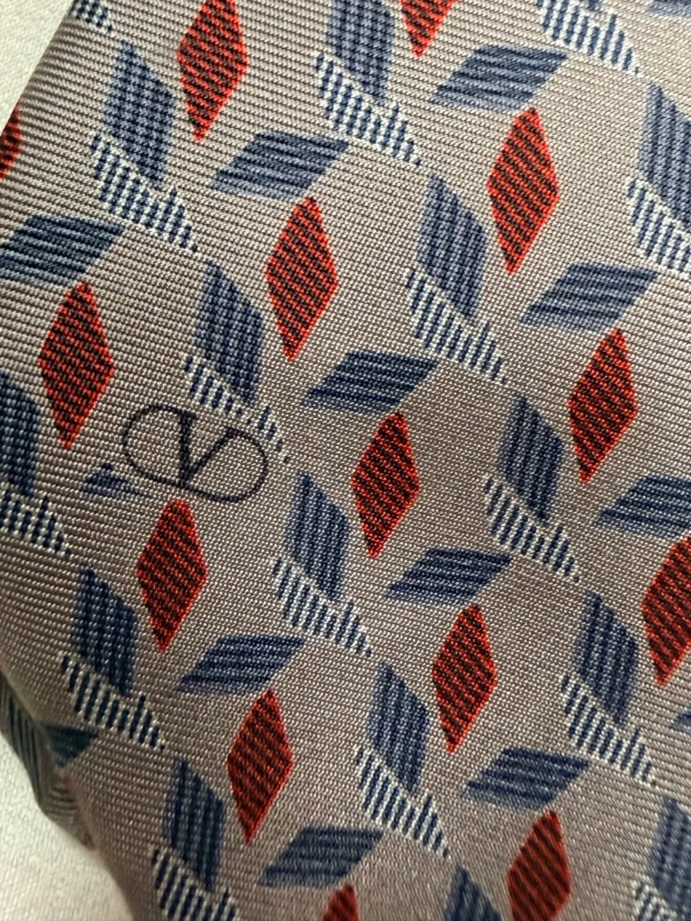 Valentino Garavani Vintage 100% Silk Geometric Tie Handmade in Italy
